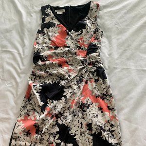Kay Unger New York Silk Ruched Floral Dress Sz8